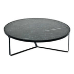 Table basse minimaliste en marbre avec base en cage métallique ouverte pour salon