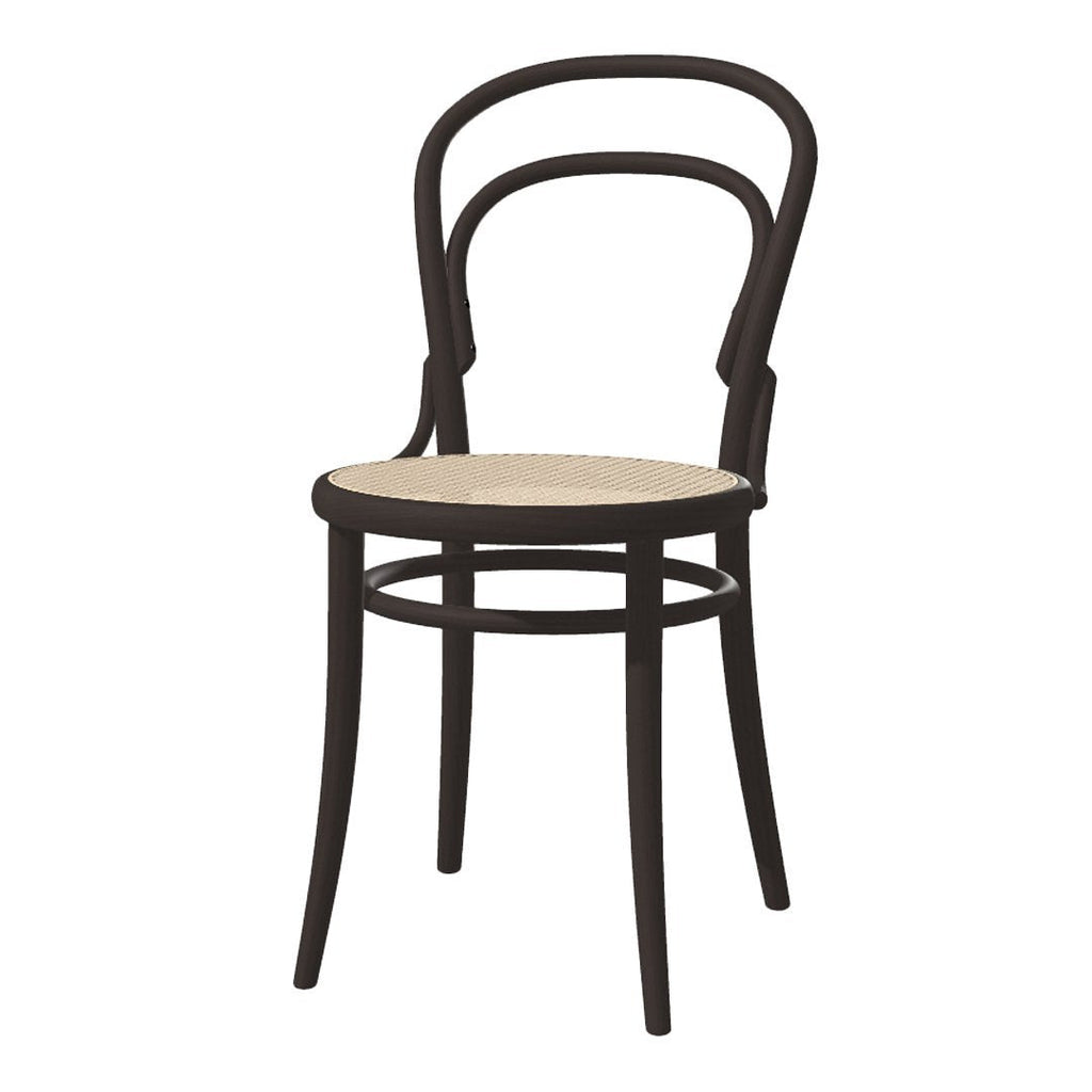 Chaise de café classique en bois de hêtre courbé avec assise en cannage pour salle à manger