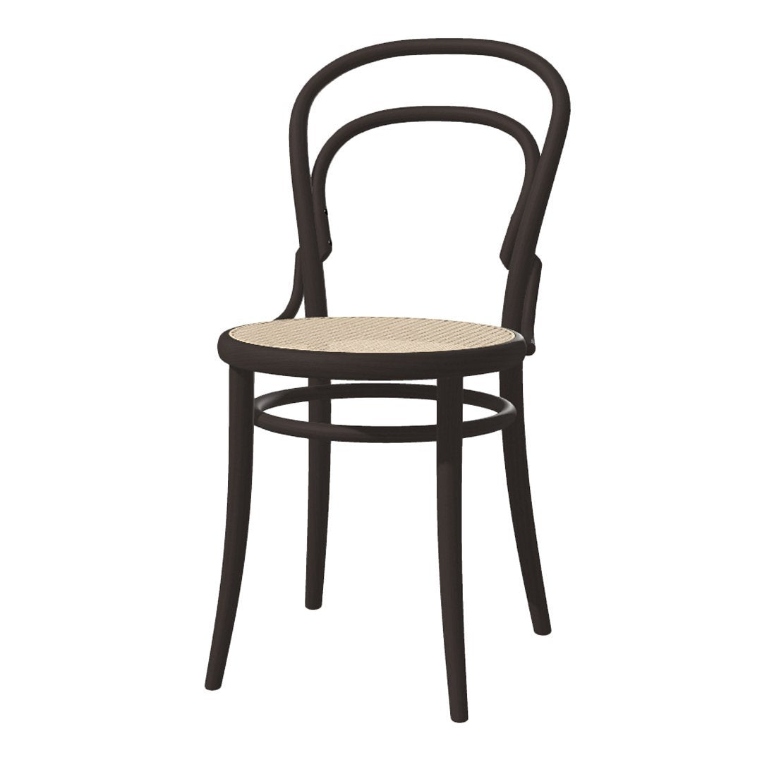 Chaise de café classique en bois de hêtre courbé avec assise en cannage pour salle à manger
