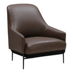 Fauteuil de salon contemporain rembourré, avec profil arrondi sculptural et cadre en métal pour le salon