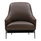 Fauteuil de salon contemporain rembourré, avec profil arrondi sculptural et cadre en métal pour le salon