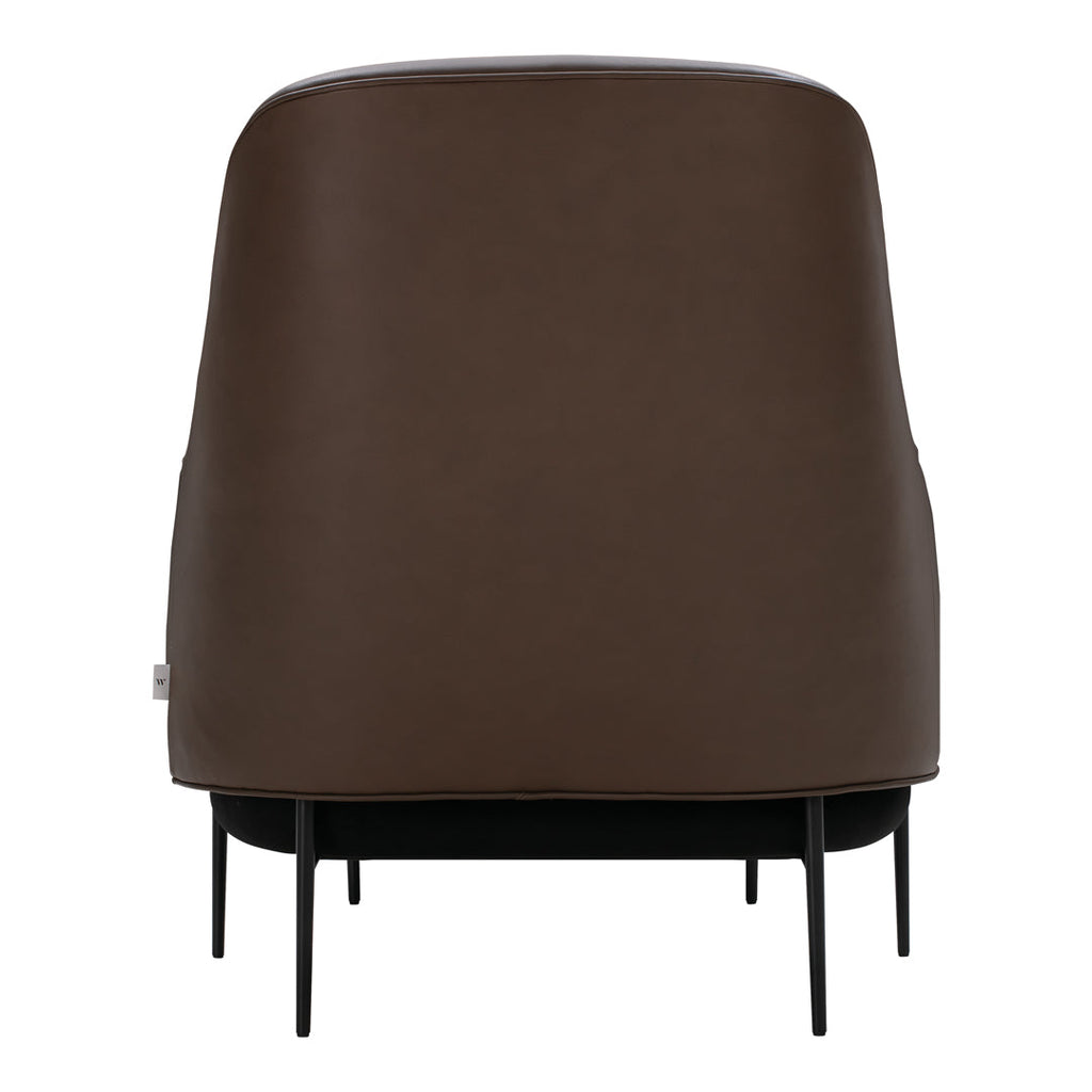 Fauteuil de salon contemporain rembourré, avec profil arrondi sculptural et cadre en métal pour le salon