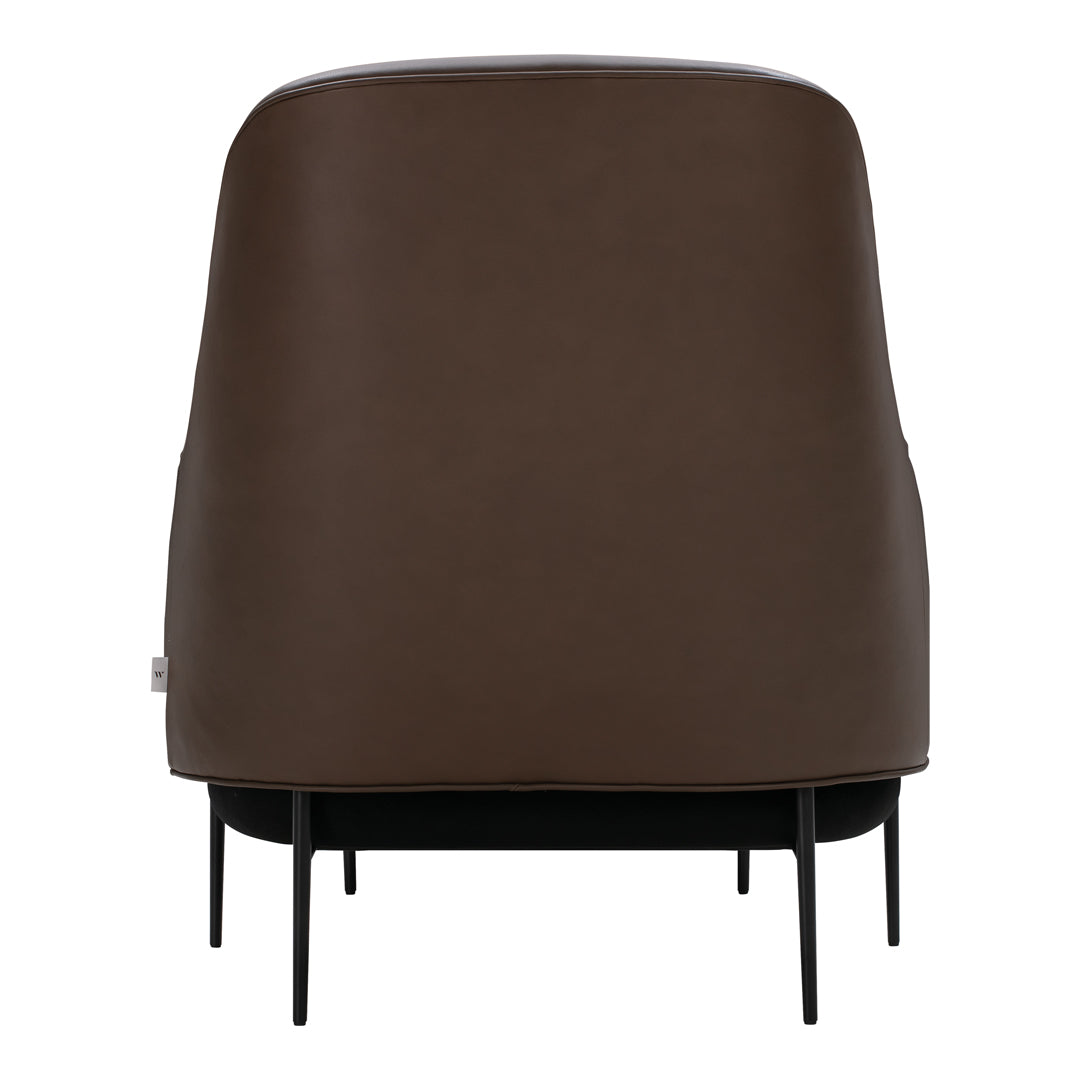 Fauteuil de salon contemporain rembourré, avec profil arrondi sculptural et cadre en métal pour le salon
