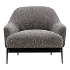 Fauteuil de salon contemporain rembourré, avec profil arrondi sculptural et cadre en métal pour le salon