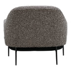 Fauteuil de salon contemporain rembourré, avec profil arrondi sculptural et cadre en métal pour le salon