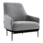 Fauteuil de salon contemporain rembourré, avec profil arrondi sculptural et cadre en métal pour le salon