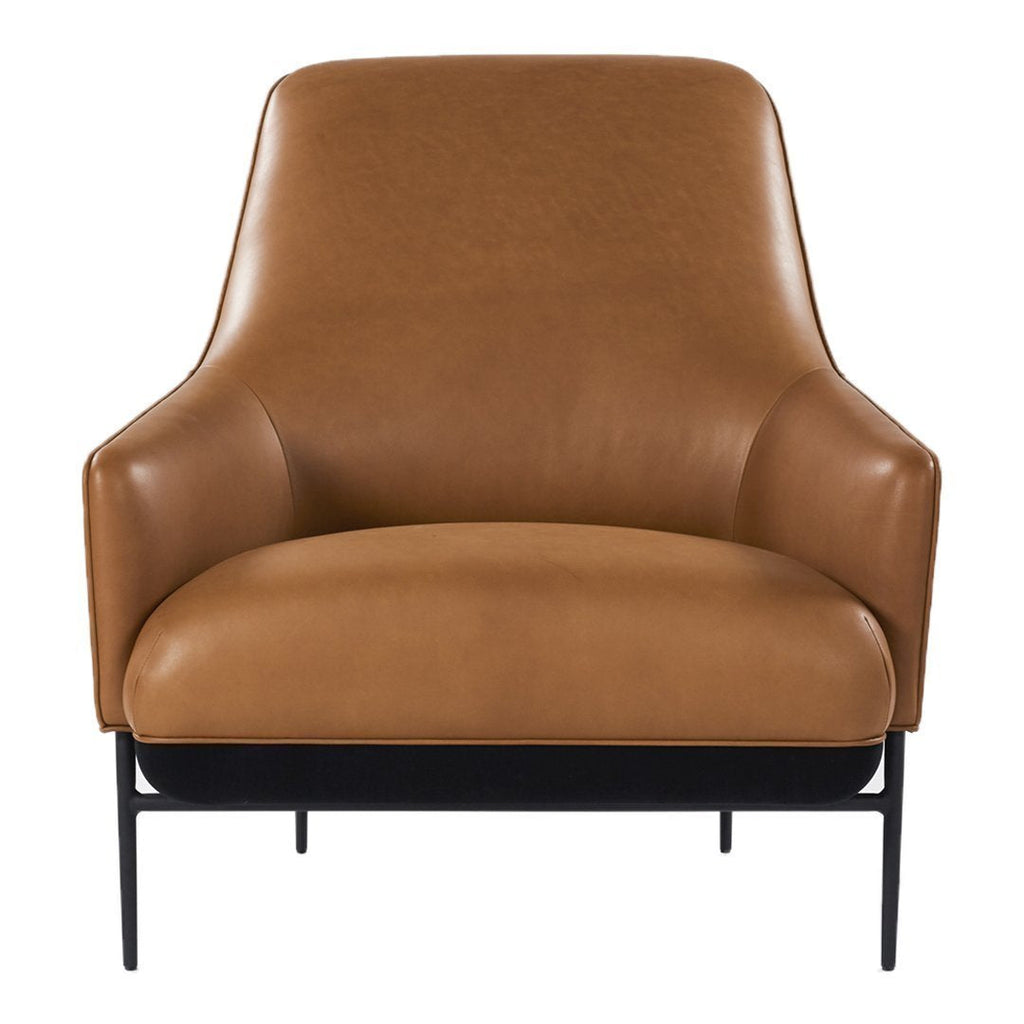 Fauteuil de salon contemporain rembourré, avec profil arrondi sculptural et cadre en métal pour le salon