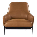 Fauteuil de salon contemporain rembourré, avec profil arrondi sculptural et cadre en métal pour le salon