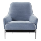 Fauteuil de salon contemporain rembourré, avec profil arrondi sculptural et cadre en métal pour le salon