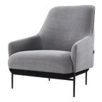 Fauteuil de salon contemporain rembourré, avec profil arrondi sculptural et cadre en métal pour le salon