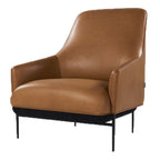 Fauteuil de salon contemporain rembourré, avec profil arrondi sculptural et cadre en métal pour le salon