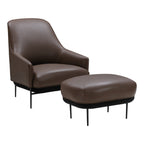 Fauteuil de salon contemporain rembourré, avec profil arrondi sculptural et cadre en métal pour le salon