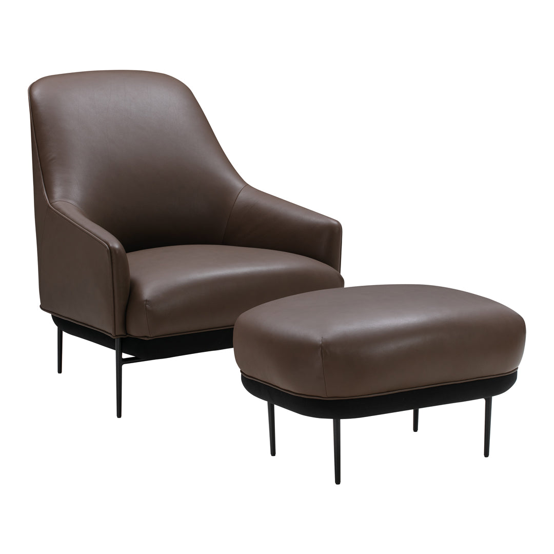 Fauteuil de salon contemporain rembourré, avec profil arrondi sculptural et cadre en métal pour le salon