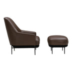 Fauteuil de salon contemporain rembourré, avec profil arrondi sculptural et cadre en métal pour le salon