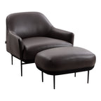 Fauteuil de salon contemporain rembourré, avec profil arrondi sculptural et cadre en métal pour le salon