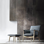 Fauteuil de salon scandinave en bois massif avec coussin triple pliant pour le dossier et l'accoudoir, pour le salon