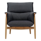 Fauteuil de salon scandinave en bois massif avec coussin triple pliant pour le dossier et l'accoudoir, pour le salon