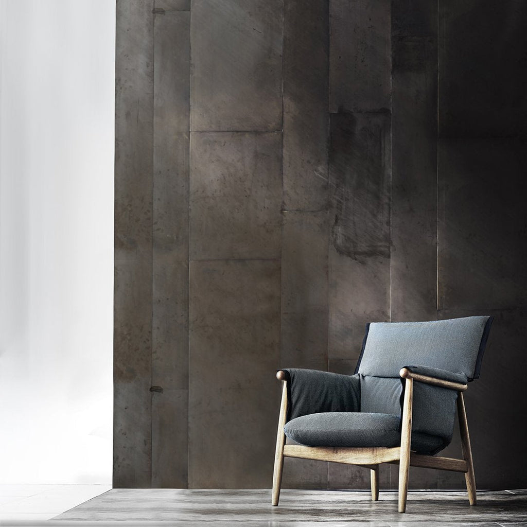 Fauteuil de salon scandinave en bois massif avec coussin triple pliant pour le dossier et l'accoudoir, pour le salon