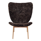 Fauteuil de salon scandinave en chêne massif avec dossier incurvé en forme d'oreille d'éléphant pour salon