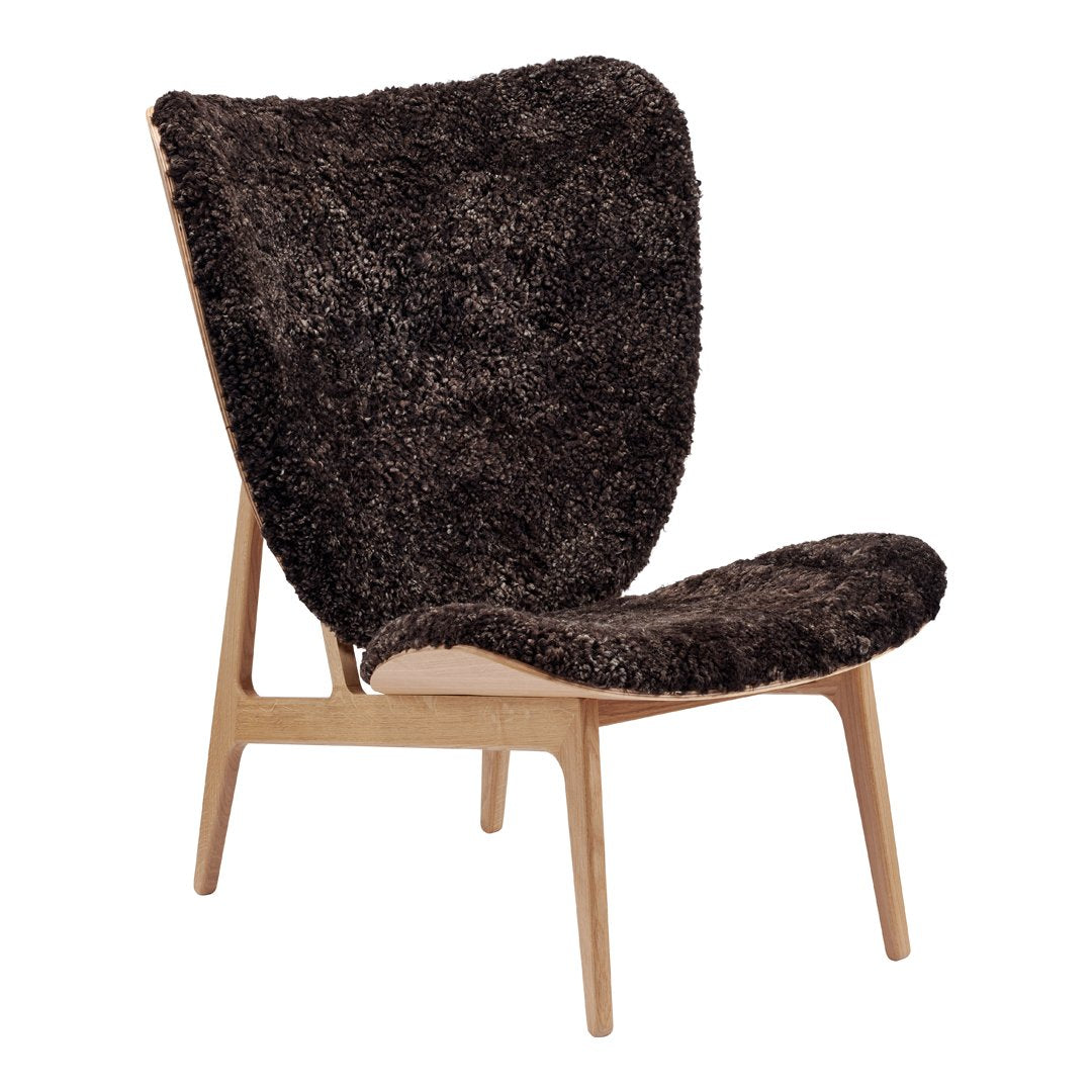 Fauteuil de salon scandinave en chêne massif avec dossier incurvé en forme d'oreille d'éléphant pour salon