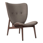 Fauteuil de salon scandinave en chêne massif avec dossier incurvé en forme d'oreille d'éléphant pour salon
