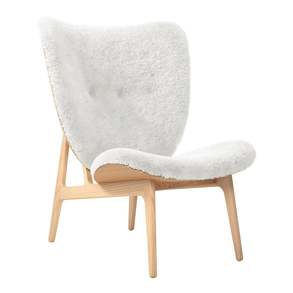 Fauteuil de salon scandinave en chêne massif avec dossier incurvé en forme d'oreille d'éléphant pour salon