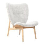 Fauteuil de salon scandinave en chêne massif avec dossier incurvé en forme d'oreille d'éléphant pour salon