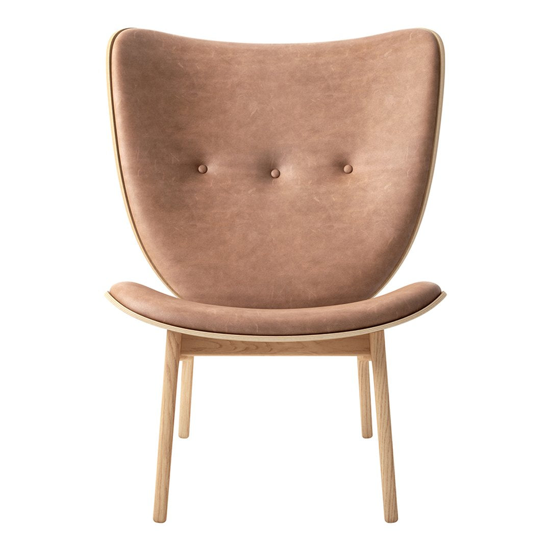 Fauteuil de salon scandinave en chêne massif avec dossier incurvé en forme d'oreille d'éléphant pour salon