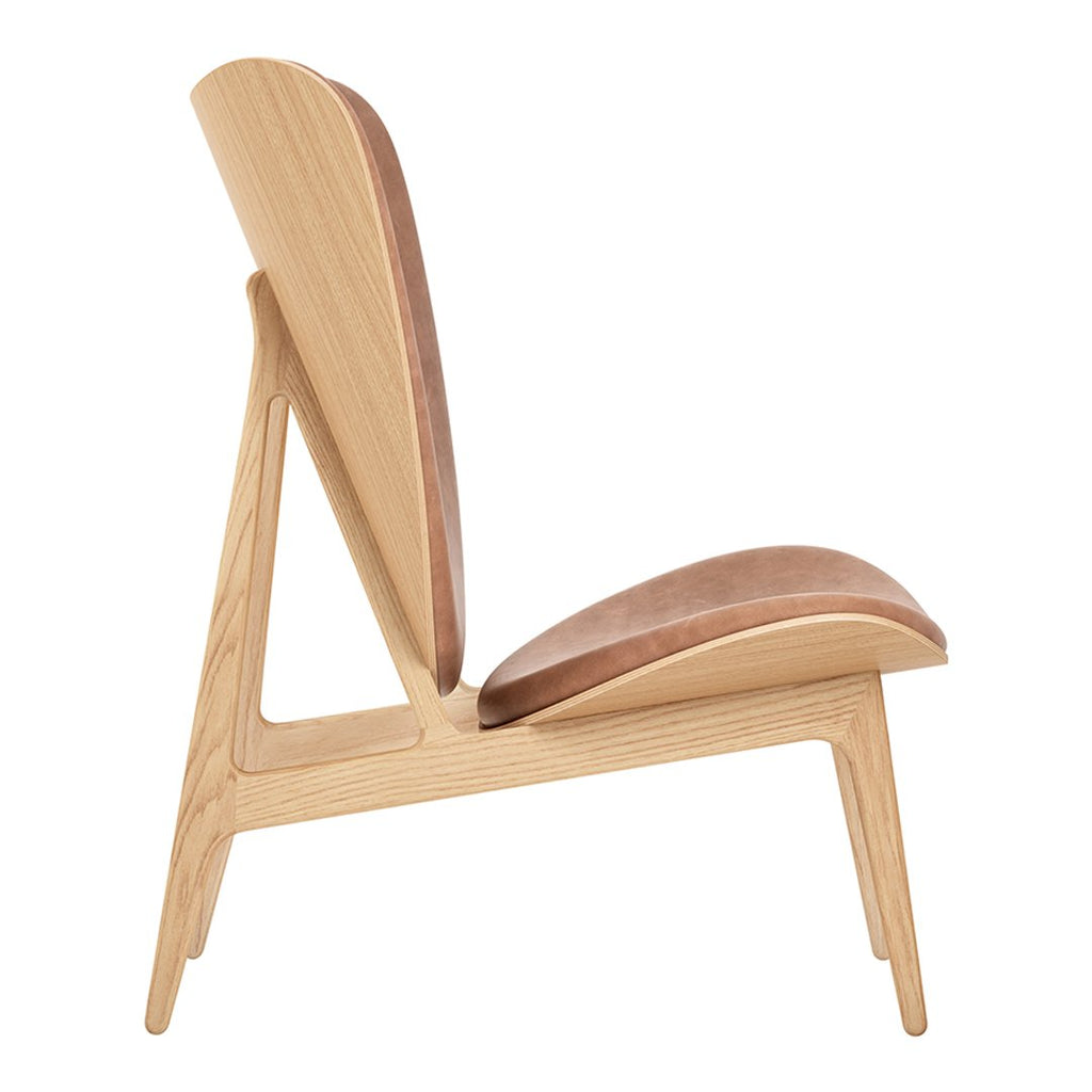 Fauteuil de salon scandinave en chêne massif avec dossier incurvé en forme d'oreille d'éléphant pour salon