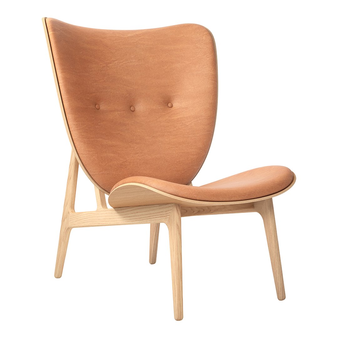 Fauteuil de salon scandinave en chêne massif avec dossier incurvé en forme d'oreille d'éléphant pour salon