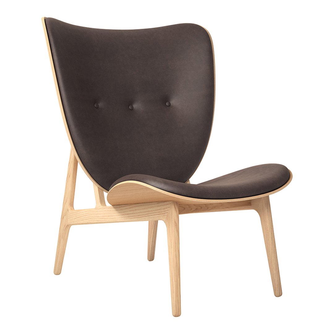 Fauteuil de salon scandinave en chêne massif avec dossier incurvé en forme d'oreille d'éléphant pour salon