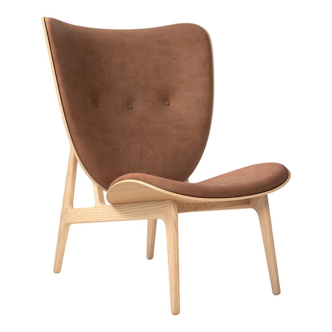 Fauteuil de salon scandinave en chêne massif avec dossier incurvé en forme d'oreille d'éléphant pour salon