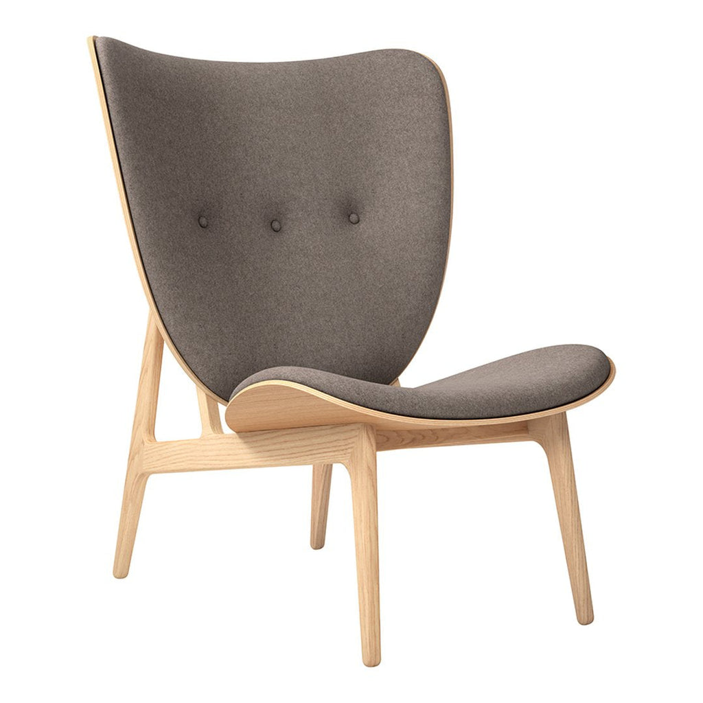 Fauteuil de salon scandinave en chêne massif avec dossier incurvé en forme d'oreille d'éléphant pour salon