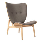 Fauteuil de salon scandinave en chêne massif avec dossier incurvé en forme d'oreille d'éléphant pour salon