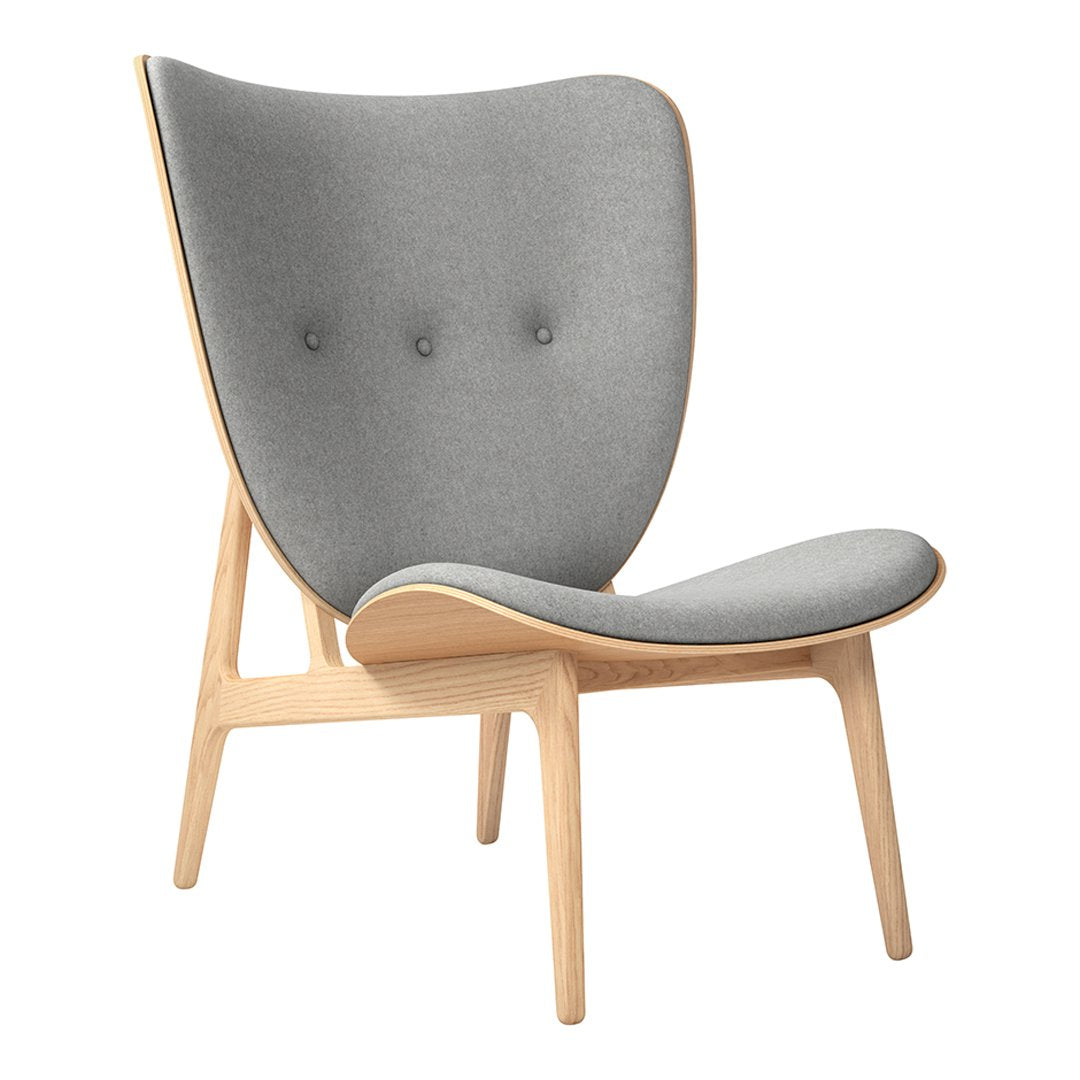 Fauteuil de salon scandinave en chêne massif avec dossier incurvé en forme d'oreille d'éléphant pour salon