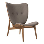 Fauteuil de salon scandinave en chêne massif avec dossier incurvé en forme d'oreille d'éléphant pour salon