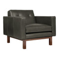 Fauteuil de salon vintage en cuir du milieu du siècle avec assise capitonnée garnie de plumes pour le salon