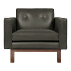 Fauteuil de salon vintage en cuir du milieu du siècle avec assise capitonnée garnie de plumes pour le salon