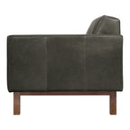 Fauteuil de salon vintage en cuir du milieu du siècle avec assise capitonnée garnie de plumes pour le salon