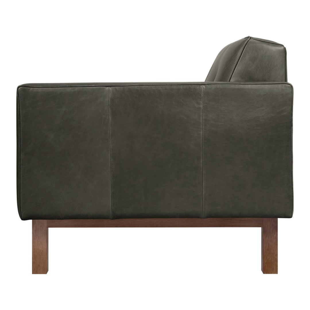Fauteuil de salon vintage en cuir du milieu du siècle avec assise capitonnée garnie de plumes pour le salon