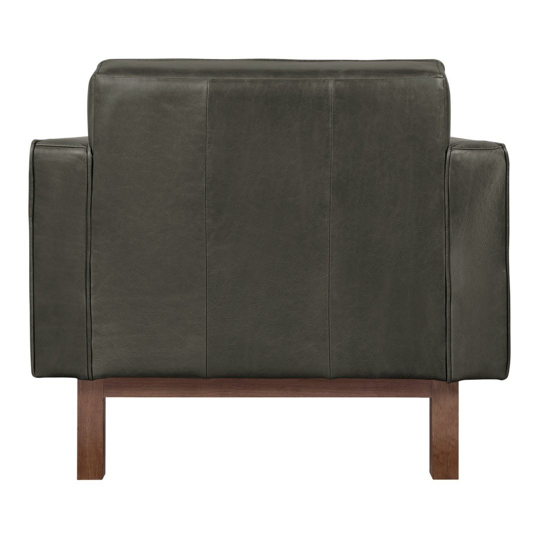 Fauteuil de salon vintage en cuir du milieu du siècle avec assise capitonnée garnie de plumes pour le salon