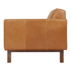 Fauteuil de salon vintage en cuir du milieu du siècle avec assise capitonnée garnie de plumes pour le salon