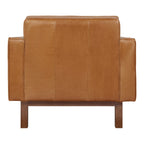 Fauteuil de salon vintage en cuir du milieu du siècle avec assise capitonnée garnie de plumes pour le salon
