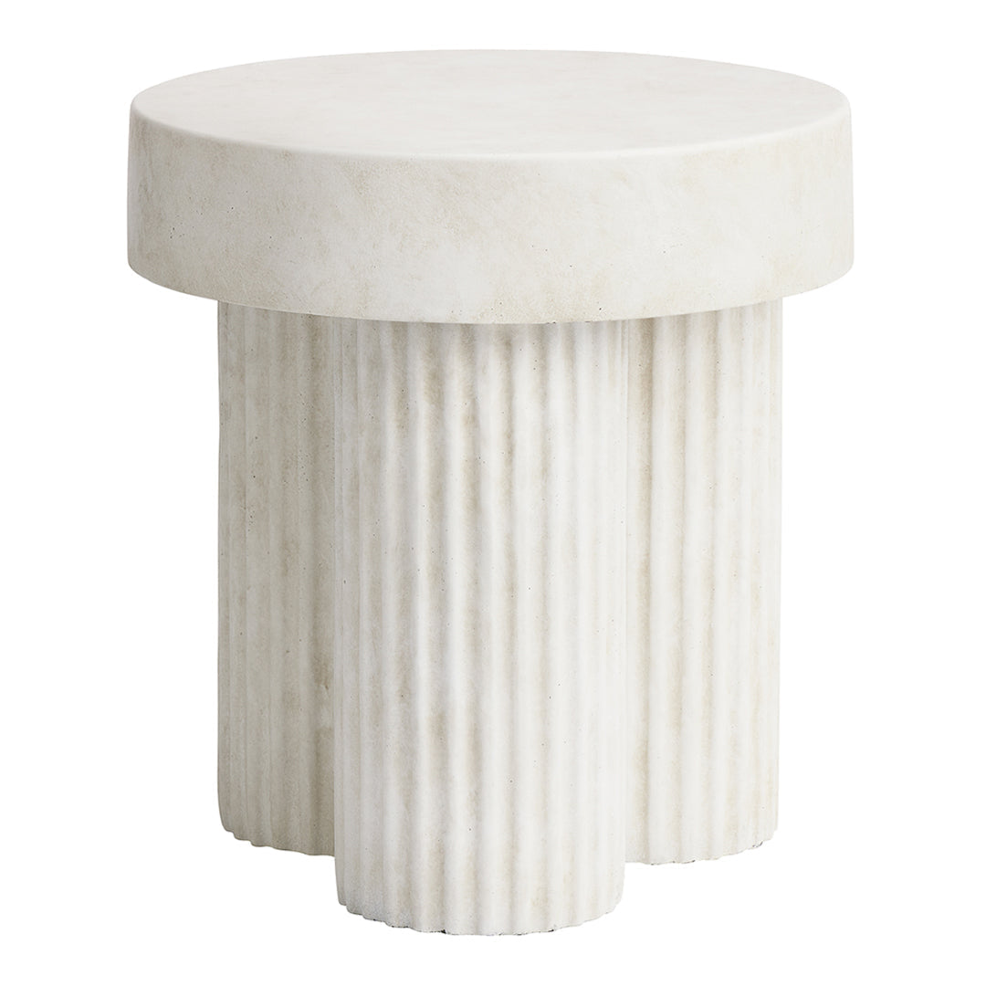 Table d'appoint sculpturale en béton fibré peint à la main avec pieds cannelés inspirés des colonnes grecques pour salon