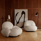 Fauteuil lounge moderne français entièrement tapissé avec forme de nuage flottant de faible hauteur pour salon