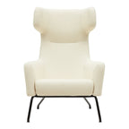 Fauteuil lounge ailé moderne rembourré avec silhouette dynamique arrondie pour salon