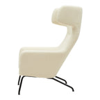 Fauteuil lounge ailé moderne rembourré avec silhouette dynamique arrondie pour salon