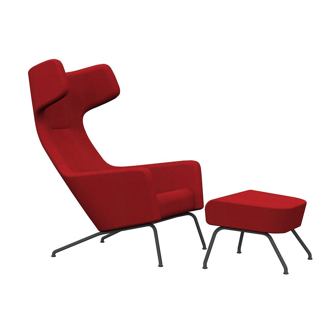 Fauteuil lounge ailé moderne rembourré avec silhouette dynamique arrondie pour salon