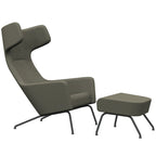 Fauteuil lounge ailé moderne rembourré avec silhouette dynamique arrondie pour salon