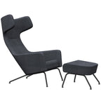 Fauteuil lounge ailé moderne rembourré avec silhouette dynamique arrondie pour salon